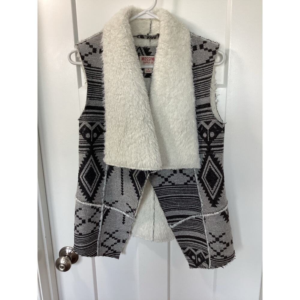 Vintage Mossimo Women's Tribal Prairie Southwest Colorado Vest Black White Small